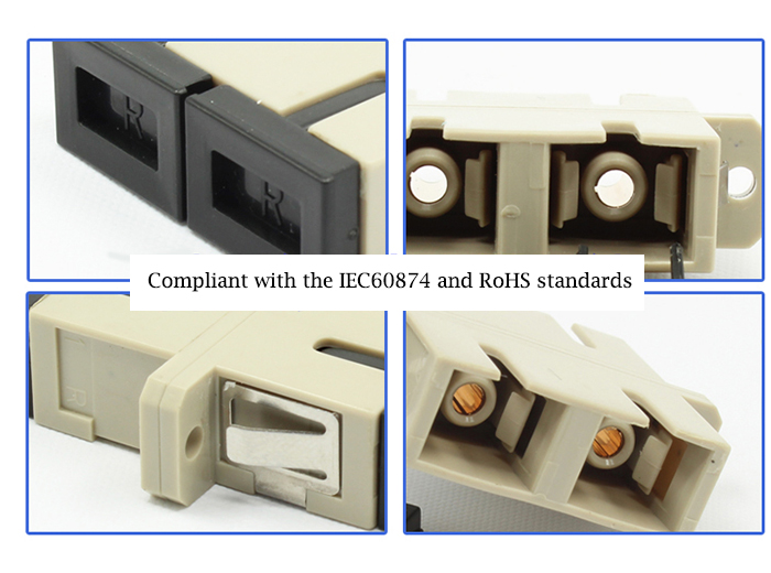 SC Multimode Double Core Fiber Optic Adapter Plactic Flange